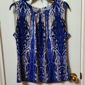 Blue and White Sleeveless Top